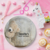 キュート詰まったベア素朴木製バックベビーシャワー ペーパープレート (パーティー)