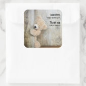 キュート詰まったベア素朴木製壁誕生日 スクエアシール (バッグ)