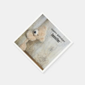 キュート詰まったベア素朴木製壁誕生日 スタンダードカクテルナプキン (角)