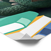 キュート読アリゲーターの本子供部屋アート ポスター (角)