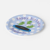 キュート豆ジャンプのトランポリン漫画イラストレーション ペーパープレート (アングル)