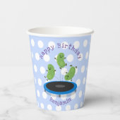 キュート豆ジャンプのトランポリン漫画イラストレーション 紙コップ (裏面)