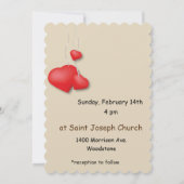 キュート赤いハートデザイン結婚式招待状 招待状 (裏面)