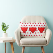 キュート赤いハートバレンタインデー水玉模様 ランバークッション (椅子)