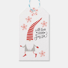 キュート赤と白なクリスマス格言と雪片 ギフトタグ