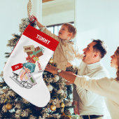 キュート赤と白ウィンターワンダーランド名テンプレート スモールクリスマスストッキング