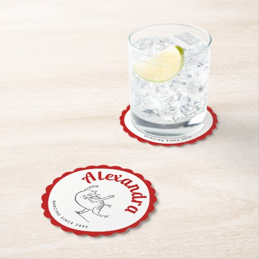 キュート赤と白エドワードレーキャットダンスパーティー ペーパーコースター (インサイチュ)