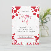 キュート赤と白バレンタインデーパーティー 招待状 (スタンド正面)