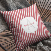 キュート赤と白モノグラム名カスタム クッション