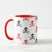 キュート赤と黒の交差した骨の郵便料金コーヒーMu マグカップ (左)