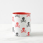 キュート赤と黒の交差した骨の郵便料金コーヒーMu マグカップ (中央)