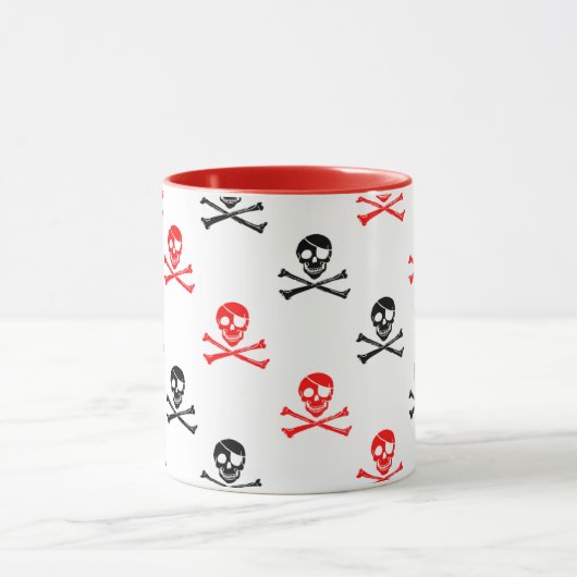 キュート赤と黒の交差した骨の郵便料金コーヒーMu マグカップ (中央)