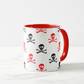 キュート赤と黒の交差した骨の郵便料金コーヒーMu マグカップ (正面右)
