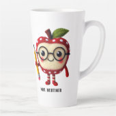 キュート赤りんごキャラクターペンシル先生名付き カフェラテマグ (右)