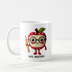 キュート赤りんごキャラクターペンシル先生名付き コーヒーマグカップ