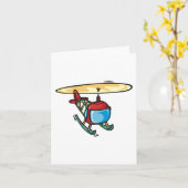 キュート赤ヘリコプタおもしろい航空デザイン カード (黄色い花)