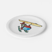 キュート赤ヘリコプタおもしろい航空デザイン ペーパープレート (アングル)