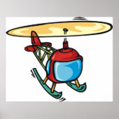 キュート赤ヘリコプタおもしろい航空デザイン ポスター (正面)