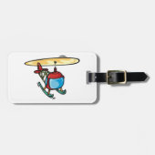 キュート赤ヘリコプタおもしろい航空デザイン ラゲッジタグ (正面横)