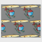 キュート赤ヘリコプタおもしろい航空デザイン ラッピングペーパー (フラット)