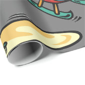 キュート赤ヘリコプタおもしろい航空デザイン ラッピングペーパー (ロールコーナー)