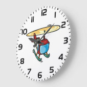 キュート赤ヘリコプタおもしろい航空デザイン ラージ壁時計 (傾斜)