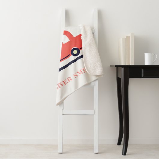 キュート赤海軍の消防車エンジンモノグラムボーイズ シェルパブランケット (インサイチュ)