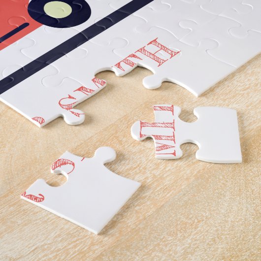 キュート赤海軍の消防車エンジンモノグラムボーイズ ジグソーパズル (側面)