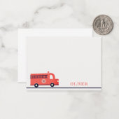 キュート赤海軍の消防車エンジンモノグラムボーイズ ノートカード (正面/裏面インサイチュ)