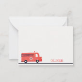 キュート赤海軍の消防車エンジンモノグラムボーイズ ノートカード (正面)