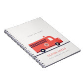 キュート赤海軍の消防車エンジンモノグラムボーイズ ノートブック (右側)