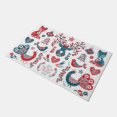 キュート赤海軍クリスマススススススカンジナビアフォークアート ドアマット (アングル)