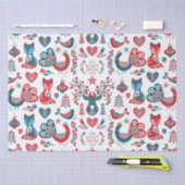 キュート赤海軍クリスマススススススカンジナビアフォークアート 薄葉紙 (クラフト)