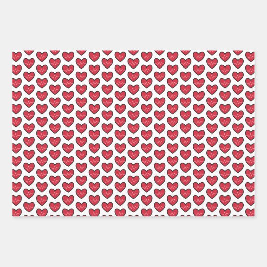 キュート赤白ブラックナースドクターメディカルパターン ラッピングペーパーシート (正面2)