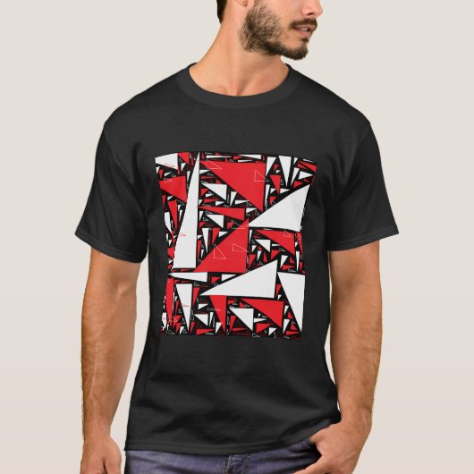 キュート赤白黒三角コラージュ Tシャツ (正面)
