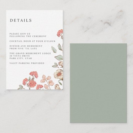 キュート赤面フラワーバン結婚チズホテル詳細 エンクロージャーカード (正面/裏面)