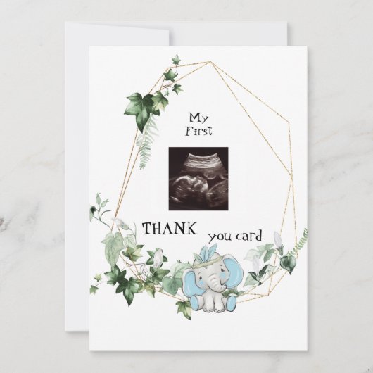 キュート超音波感謝してい男の赤ちゃん視点 サンキューカード (正面)