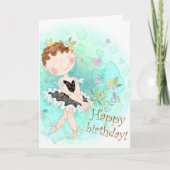 キュート踊りバレリーナハッピーバースデー カード (正面)