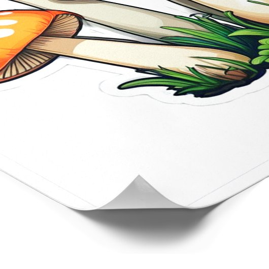 キュート透明キノコイラストレーション ポスター (角)