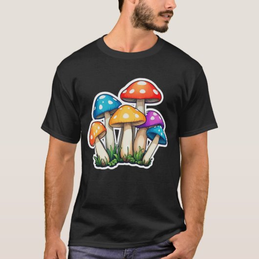 キュート透明キノコイラストレーション Tシャツ (正面)