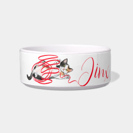キュート遊な猫とリボン ボウル