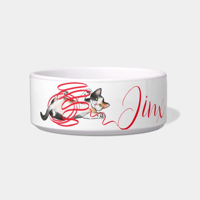 キュート遊な猫とリボン ボウル (正面)