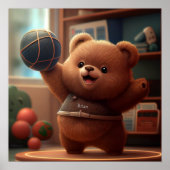 キュート遊ベアのバスケットボーパーソナライズされたル ポスター (正面)