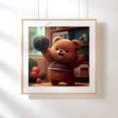 キュート遊ベアのバスケットボーパーソナライズされたル ポスター