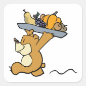 キュート運ベアのフェスティバル収穫プラッタ スクエアシール (正面)