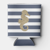 キュート金ゴールドグリッターシーホースストライプのクーラーボックス 缶クーラー (正面)