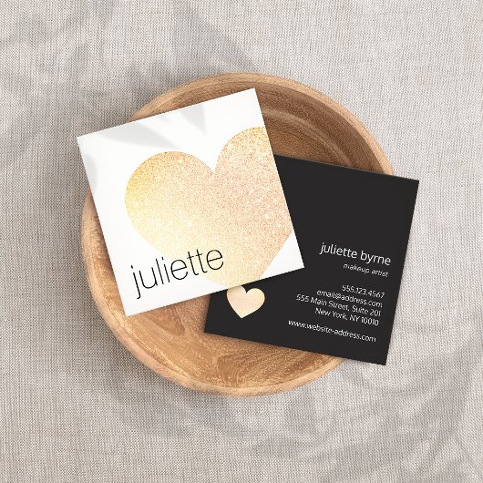キュート金ゴールドグリッターハート美しいサロンスクエア スクエア名刺