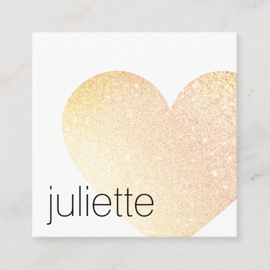 キュート金ゴールドグリッターハート美しいサロンスクエア スクエア名刺 (正面)