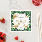 キュート金ゴールド恐竜子供の誕生日ディノトレックス スタンダードカクテルナプキン (インサイチュ)