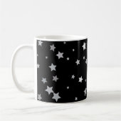 キュート銀星模様 |任意の背景色 コーヒーマグカップ (左)